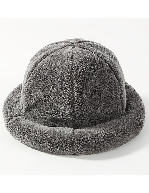 Fashion Gray Pure Color Design Thicken Fisherman Hat
