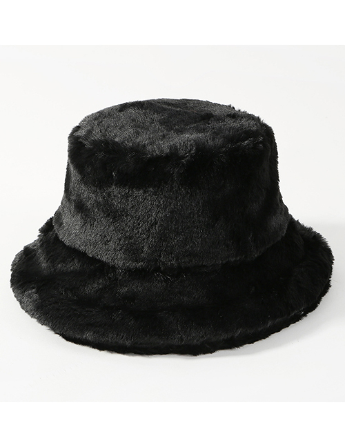 Fashion Black Pure Color Decorated Thickened Hat