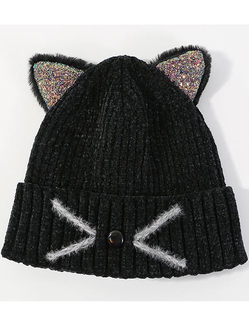 Lovely Black Cat Shape Design Thicken Knitted Hat