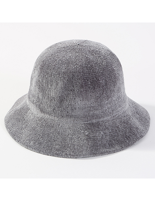 Fashion Gray Pure Color Decorated Knitted Hat