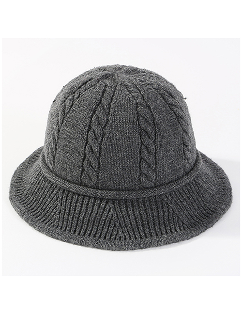 Fashion Dark Gray Hemp Flowers Shape Design Knitted Hat