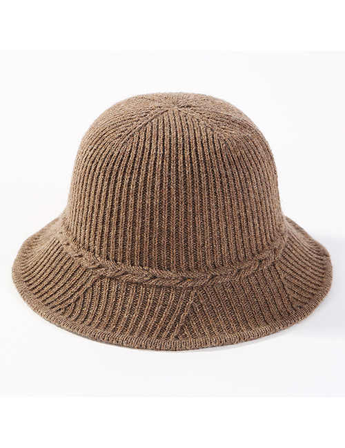 Fashion Khaki Pure Color Decorated Knitted Hat