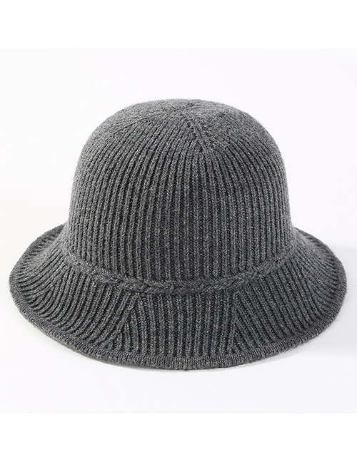 Fashion Dark Gray Pure Color Decorated Knitted Hat