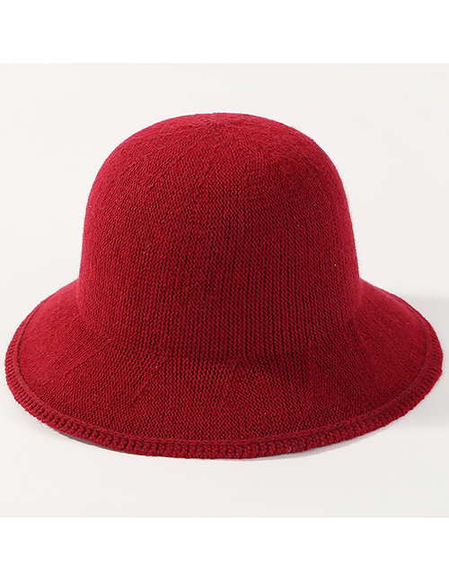 Fashion Claret Red Pure Color Design Leisure Fisherman Hat
