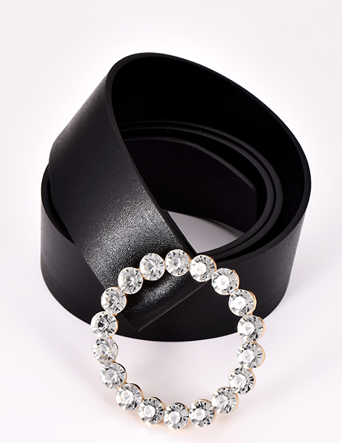Fashion Black Diamond Decorated Pure Color Belt