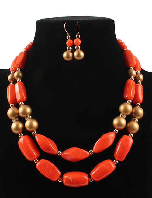 Fashion Orange Pearls&beads Decorated Jewelry Sets
