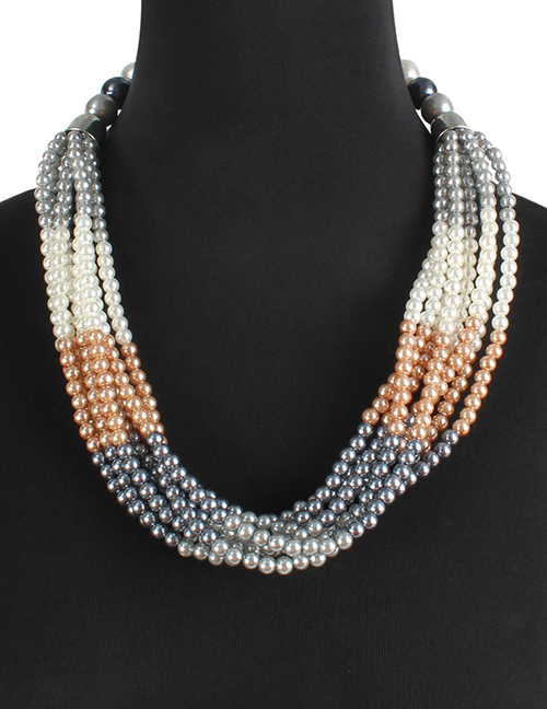 Fashion Multi-color Pearls Decorated Color Matching Necklace