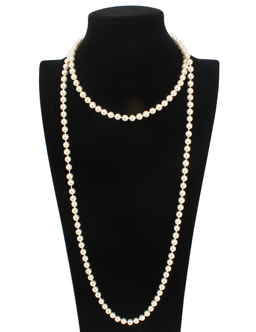 Fashion Beige Pure Color Decorated Long Necklace