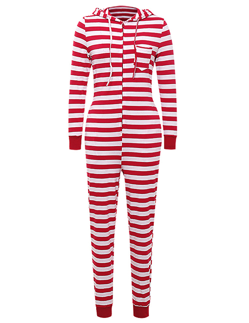 Fashion Red+white Stripe Pattern Design Household Clothes For Mother