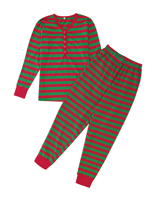 Fashion Red+green Stripe Pattern Design Household Clothes For Mother
