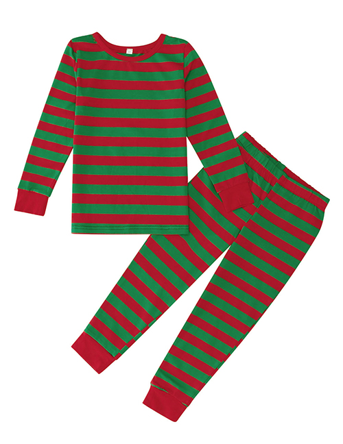 Fashion Red+green Stripe Pattern Design Household Clothes For Child