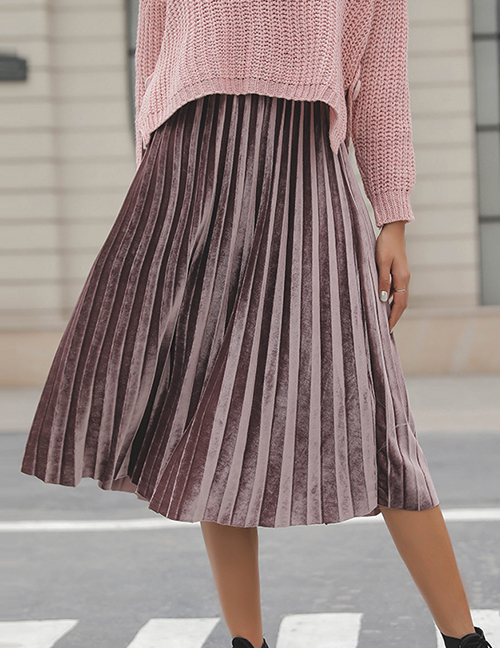 Fashion Pink Pure Color Decorated Simple Skirt