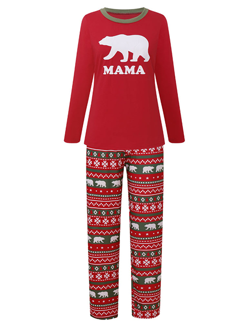 Fashion Red Bear&snowflake Decorated Household Clothes For Mother