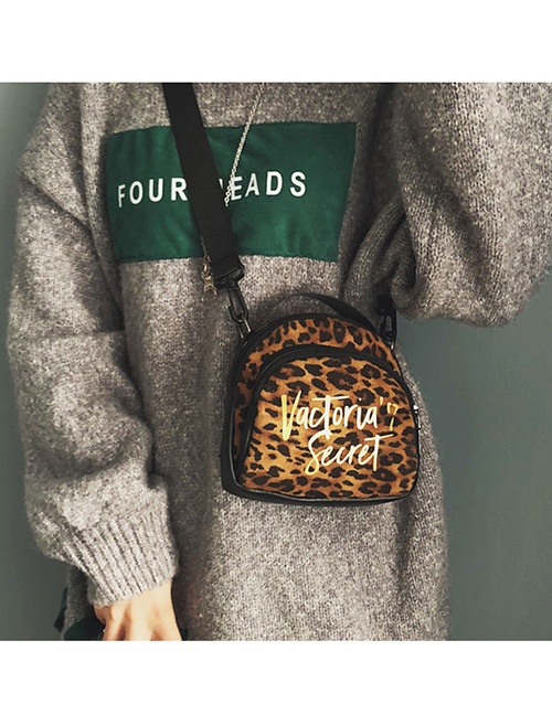 Fashion Coffee Leopard Pattern Decorated Handbag