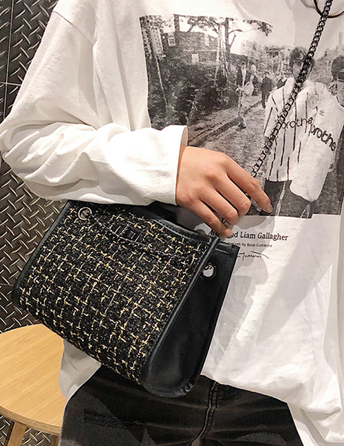 Fashion Black Grid Pattern Design Square Shape Bag