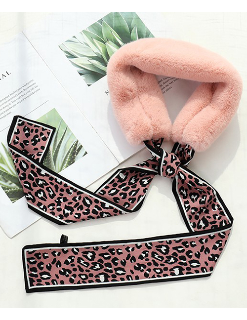 Fashion Pink Leopard Pattern Decorated Bowknot Scarf