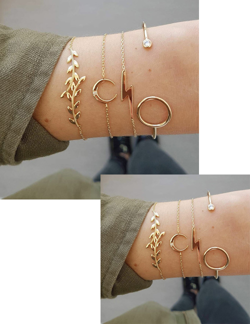 Fashion Gold Color Leaf Shape Decorated Bracelets