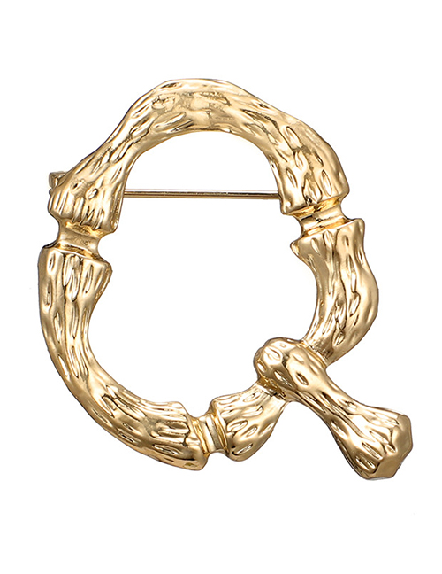 Fashion Gold Color Q Letter Shape Decorated Brooch