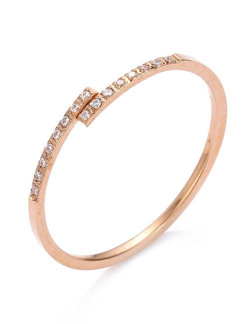 Fashion Rose Gold Diamond Decorated Ring