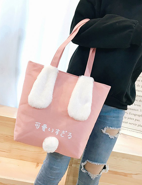 Fashion Pink Rabbit Ear Shape Decorated Shoulder Bag