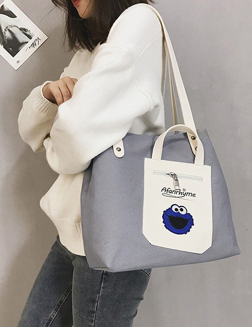 Fashion Light Gray Letter Pattern Decorated Shoulder Bag