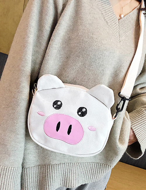 Fashion White Pig Pattern Decorated Shoulder Bag