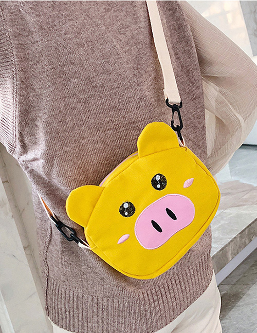 Fashion Yellow Pig Pattern Decorated Shoulder Bag