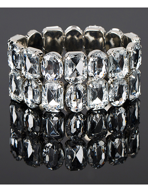 Fashion Silver Color Full Diamond Design Pure Color Bracelet