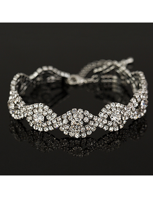 Fashion Silver Color+white Letter 8 Shape Design Full Diamond Bracelet