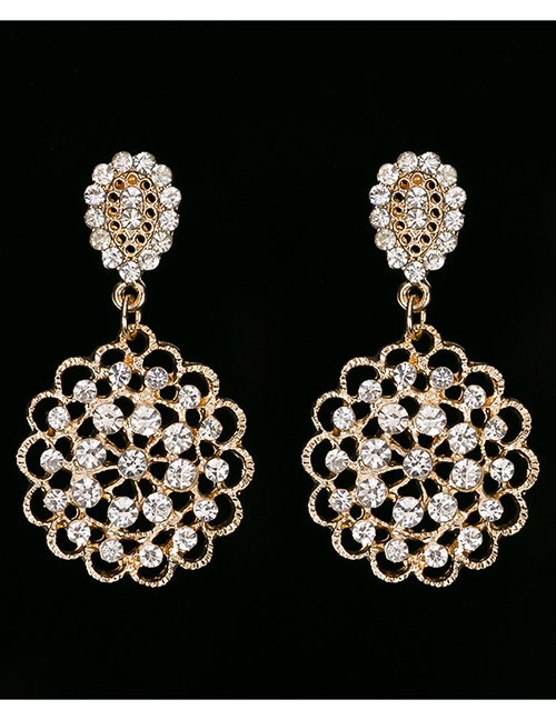 Fashion Gold Color Hollow Out Flower Shape Design Earrings