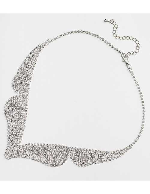 Fashion Silver Color V Shape Design Full Diamond Necklace