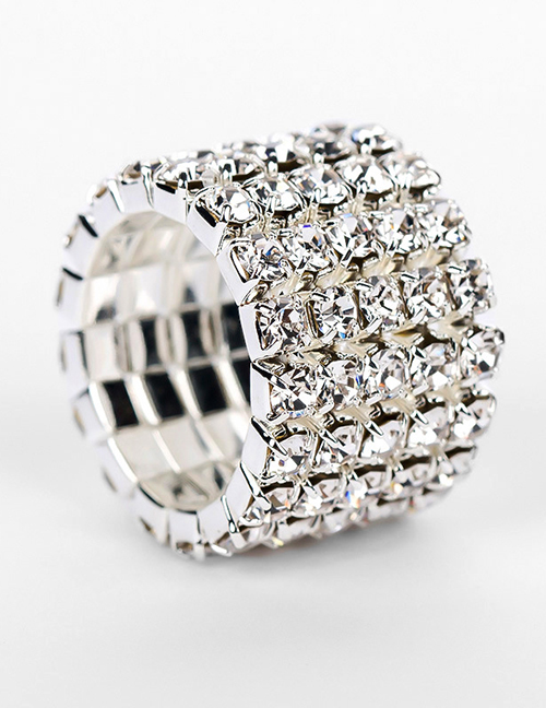 Fashion Silver Color Multi-layer Diamond Design Ring