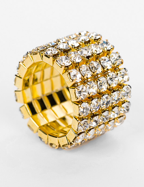 Fashion Gold Color Multi-layer Diamond Design Ring