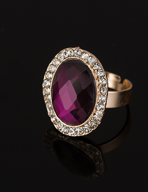 Fashion Purple Oval Shape Diamond Decorated Ring