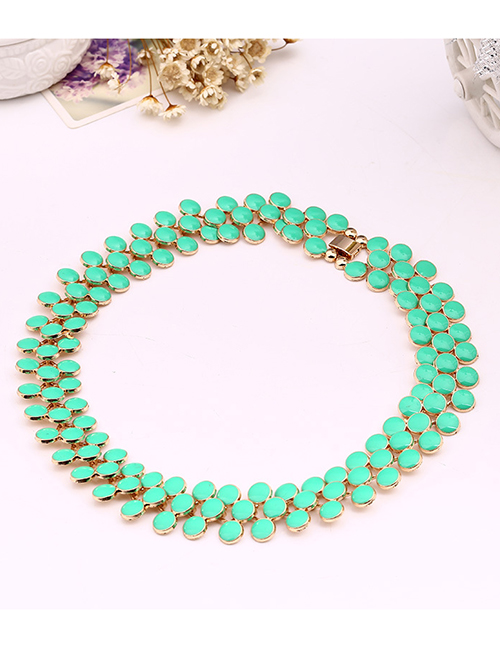 Fashion Green Beads Decorated Pure Color Choker