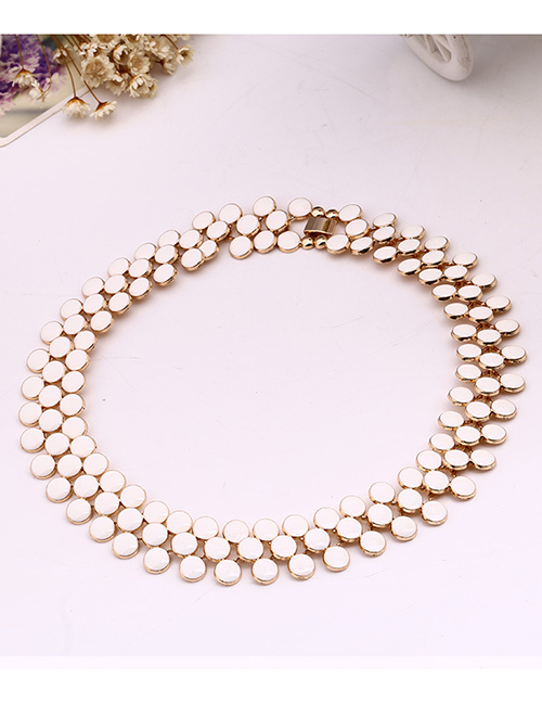 Fashion White Beads Decorated Pure Color Choker