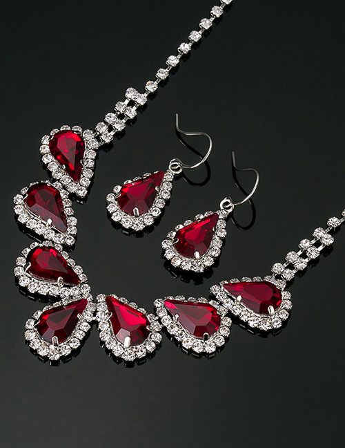 Fashion Red Waterdrop Shape Decorated Jewelry Sets