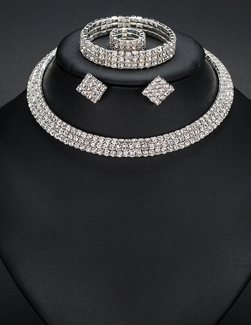 Fashion White Diamond Decorated Pure Color Jewelry Sets