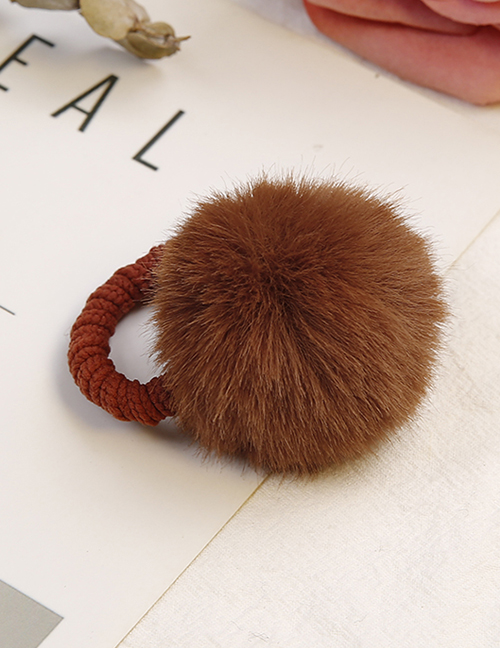Lovely Coffee Fuzzy Ball Decorated Child Hair Band(1pc)