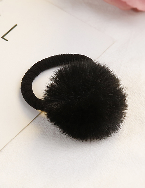 Lovely Black Fuzzy Ball Decorated Child Hair Band(1pc)