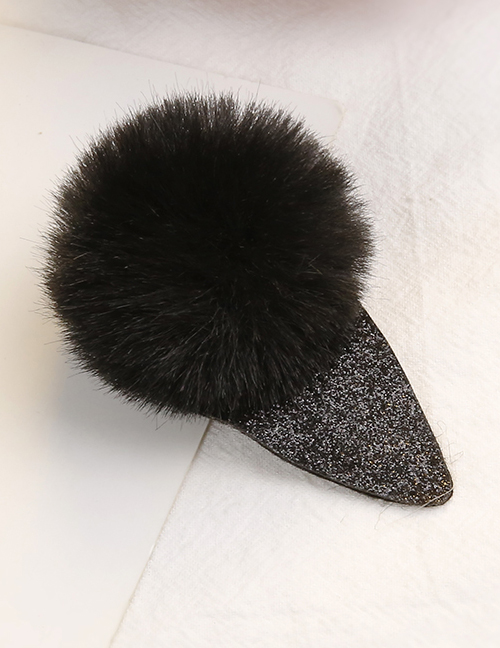 Lovely Black Fuzzy Ball Decorated Child Hair Clip(1pc)
