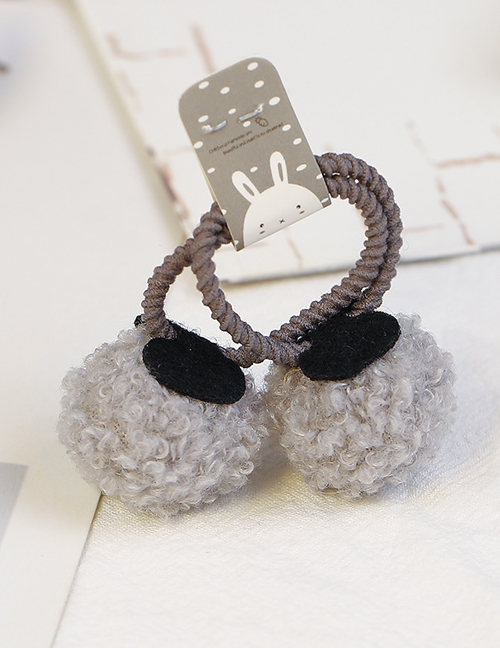 Lovely Gray Fuzzy Ball Decorated Child Hair Band(2pcs)