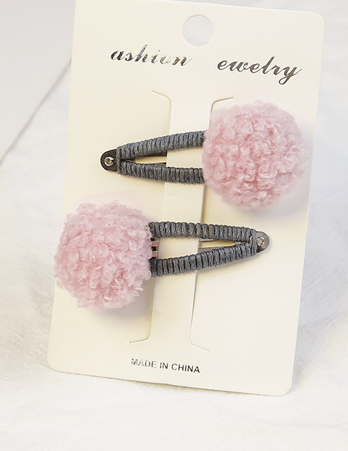 Lovely Light Pink Fuzzy Ball Decorated Child Hair Clip(2pcs)