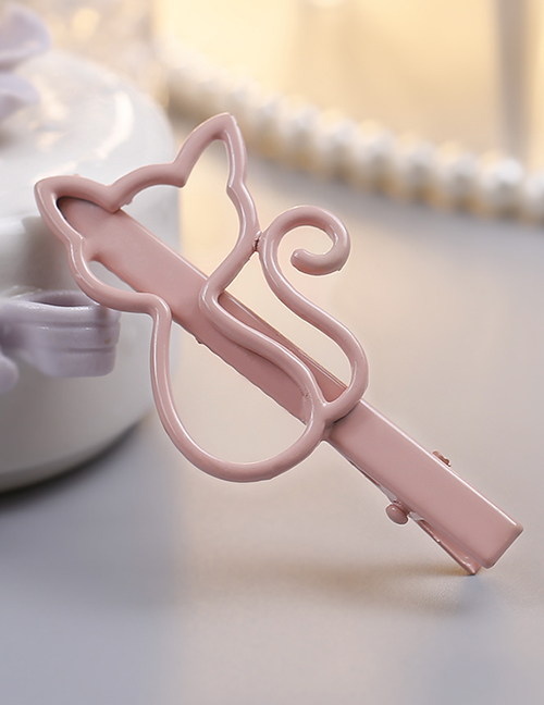 Lovely Pink Cat Shape Design Pure Color Child Hairpin