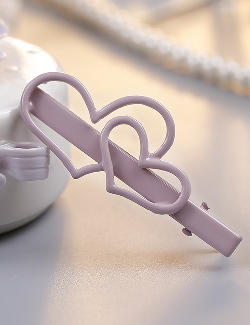 Lovely Puprle Heart Shape Design Pure Color Child Hairpin