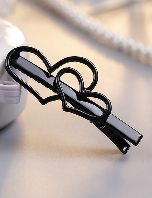 Lovely Black Heart Shape Design Pure Color Child Hairpin