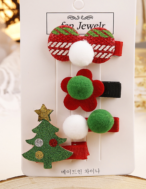 Lovely Green Christmas Tree Decorated Hair Clip(4pcs)