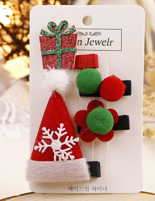 Lovely Red+green Christmas Gift Decorated Hair Clip(4pcs)