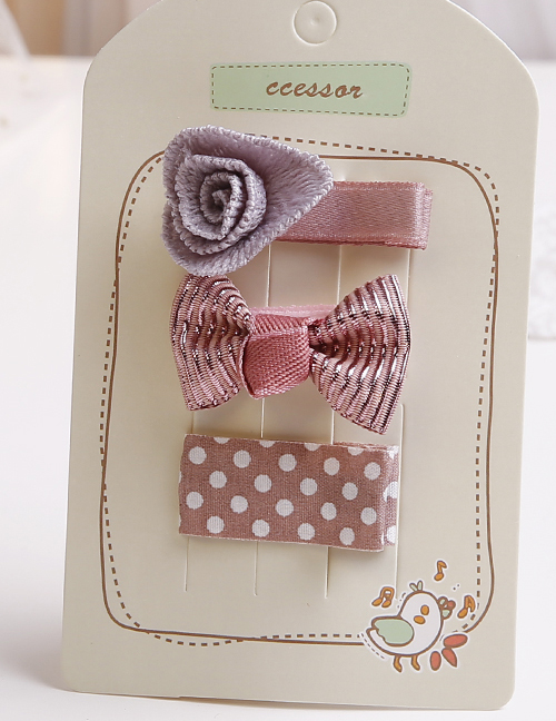 Lovely Light Purple Bowknot&flower Decorated Hair Clip(3pcs)