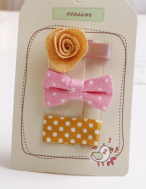 Lovely Yellow Bowknot&flower Decorated Hair Clip(3pcs)